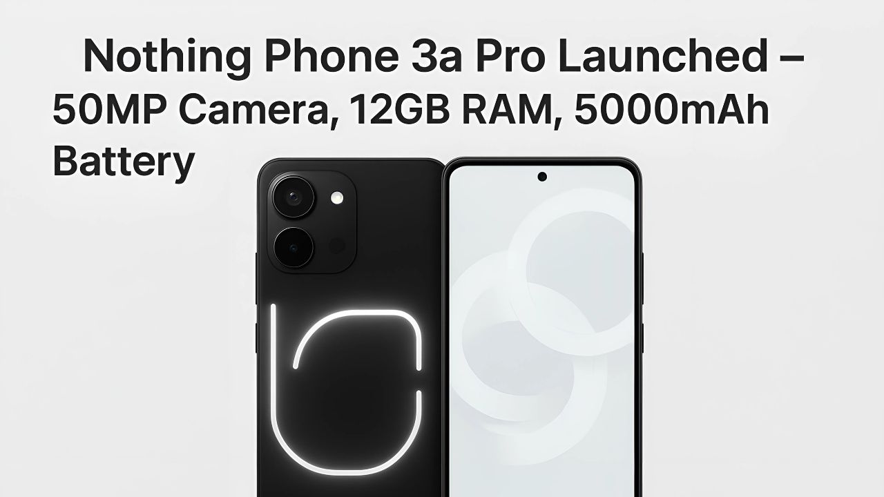 Nothing Phone 3a Pro 5G Launched – 108MP Camera, Snapdragon 8s Gen 3, 12GB RAM & 5000mAh Battery